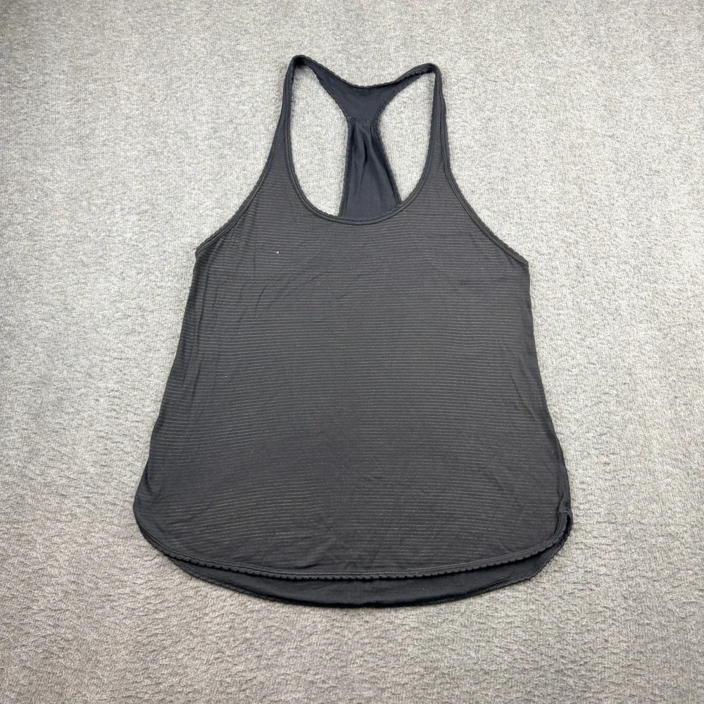 Lululemon Athletica Black Striped Racerback Tank Top Women's Size 6 Activewear‎